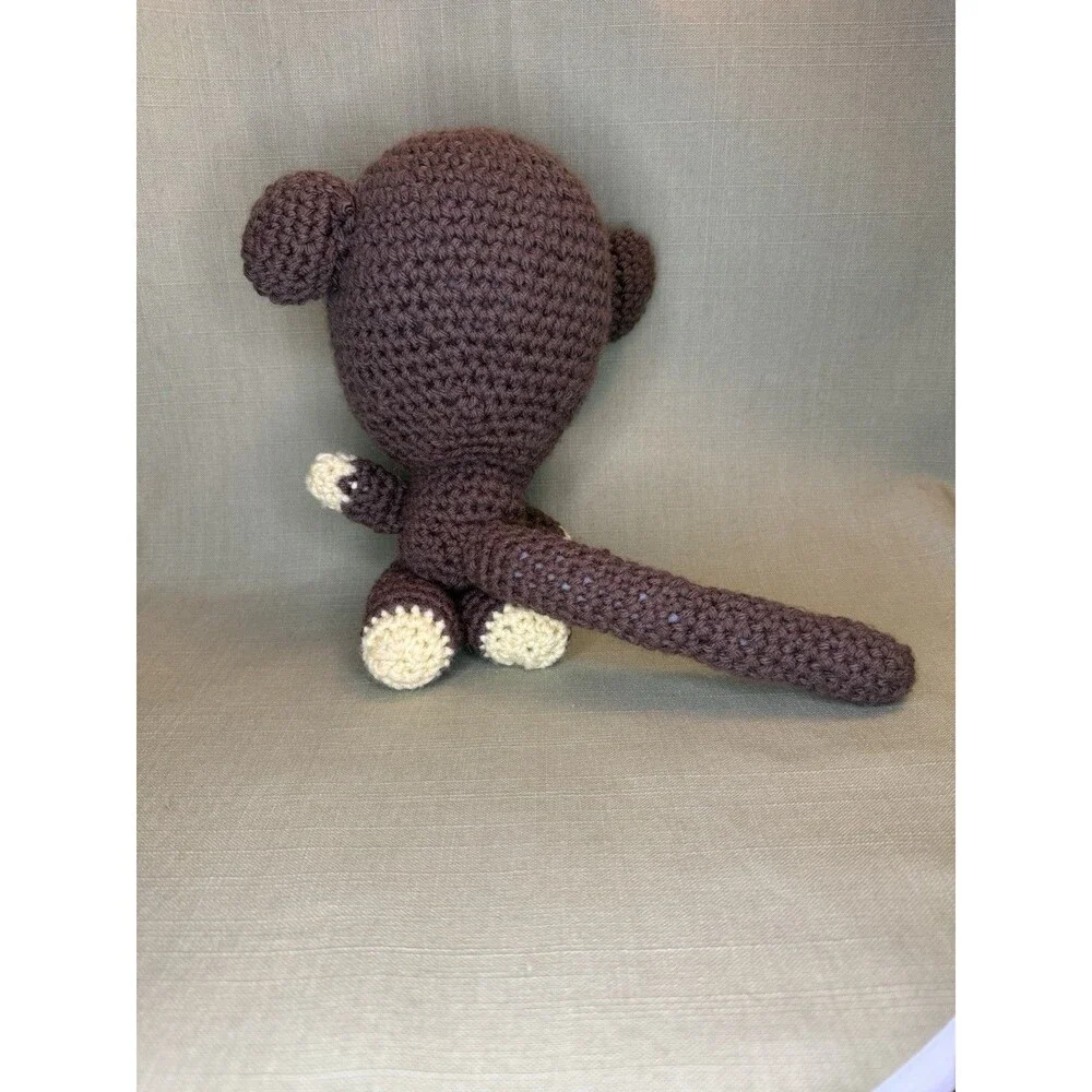 Handmade Crocheted Monkey Stuffed Animal Brown And White